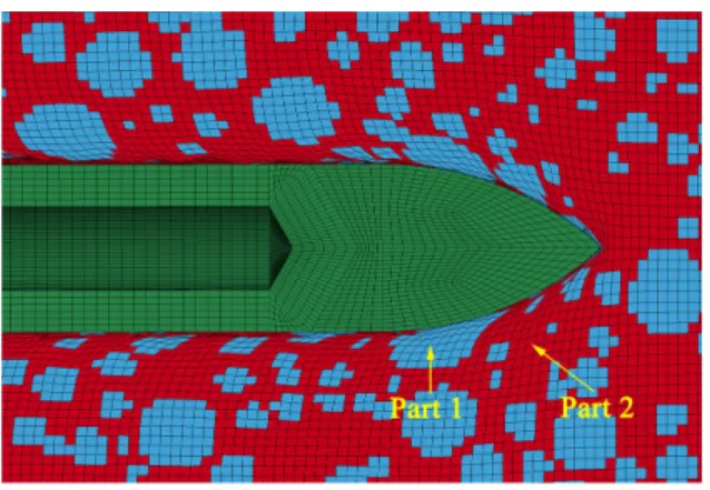 Figure 14: Local mesh section of the target and projectile 