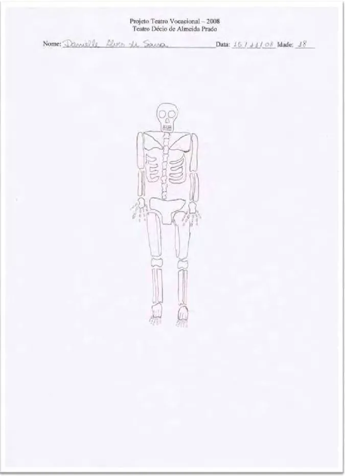 Figura 17 - Desenho do esqueleto 2 de Danielle Souza em 15 de novembro de 2008.