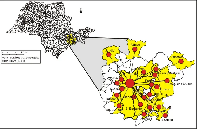 Figura 07:  Mapa de localização dos Superm ercados Barateiro no Estado de São  Paulo. 