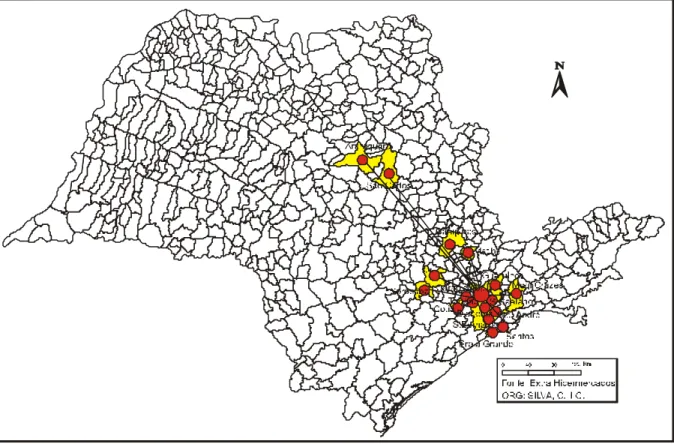 Figura 17:  Mapa de localização das loj as Extra Hiperm ercados no Estado de São  Paulo