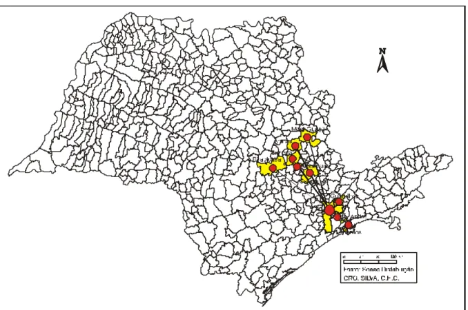 Figura 18:  Mapa de Localiz ação dos Hiperm ercados BI G no Estado de São Paulo  