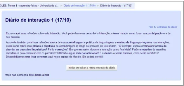 Figure 2: Instructions for journal entry on Moodle 3