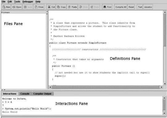FIGURE 2.3: DrJava (with annotations)