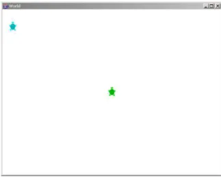 FIGURE 3.3: A window that shows two Turtle objects in a World object.