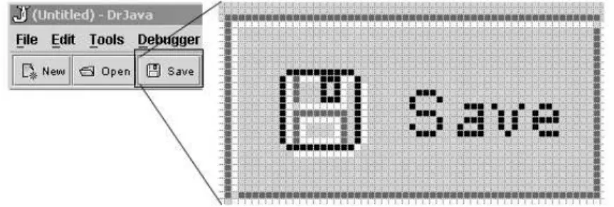 FIGURE 4.4: Upper left corner of DrJava window with part magnified 600%