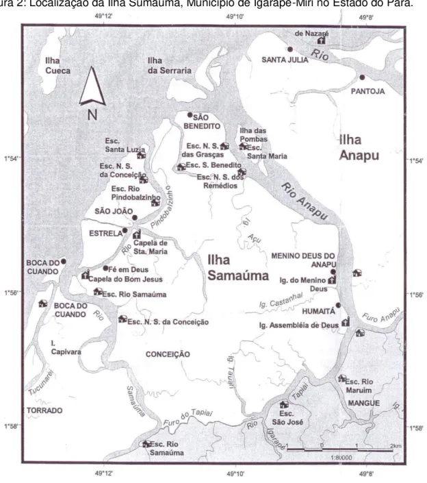 Figura 2: Localização da Ilha Sumaúma, Município de Igarapé-Miri no Estado do Pará. 