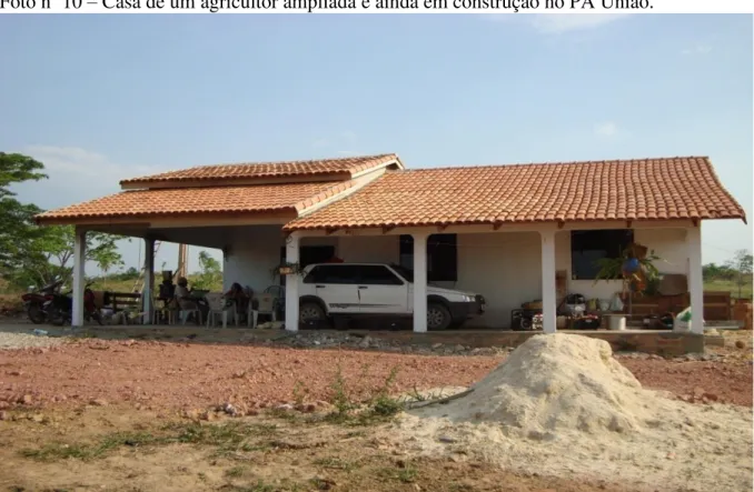 Foto nº 10  –  Casa de um agricultor ampliada e ainda em construção no PA União. 