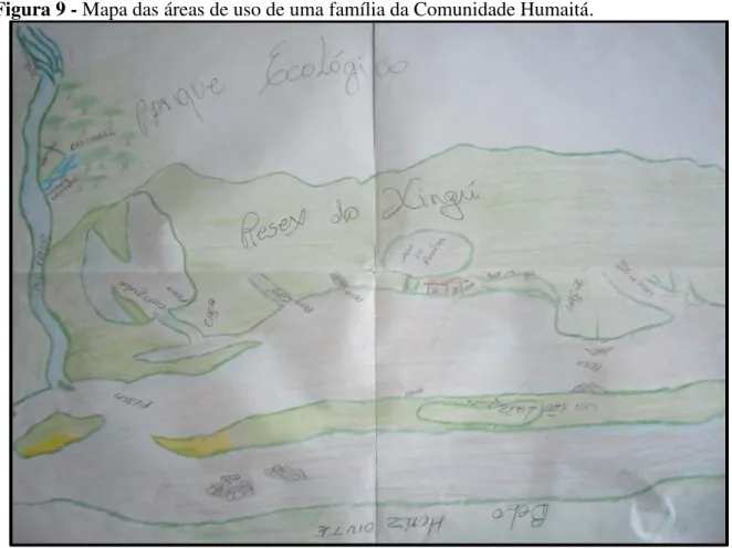 Figura 9 - Mapa das áreas de uso de uma família da Comunidade Humaitá. 