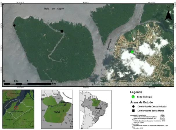 Figura 1. Mapa de localização do município de Abaetetuba e da ilha Sirituba, Pará. 