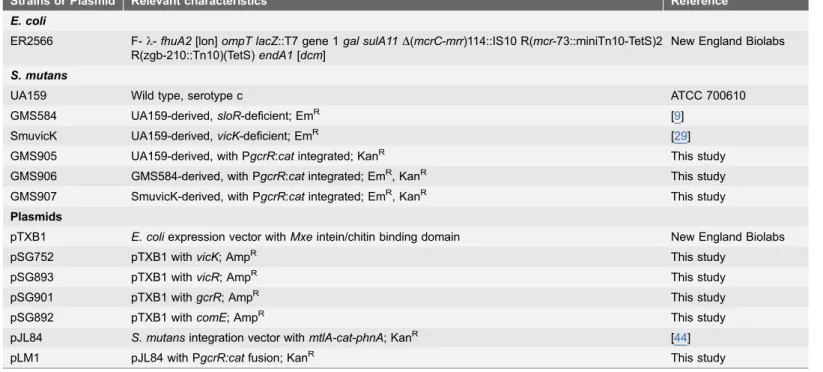 Table 1. Bacterial strains and plasmids used in this study.