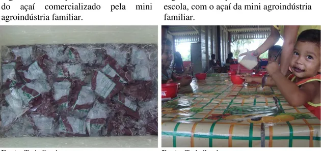 Figura 04: Criança se alimentando na  escola, com o açaí da mini agroindústria  familiar