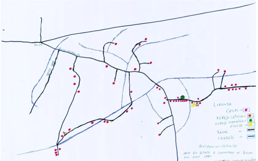 FIGURA 2- MAPA MENTAL DOS MORADORES DA COMUNIDADE CONCEIÇÃO DO GUAJARÁ - 1990. 