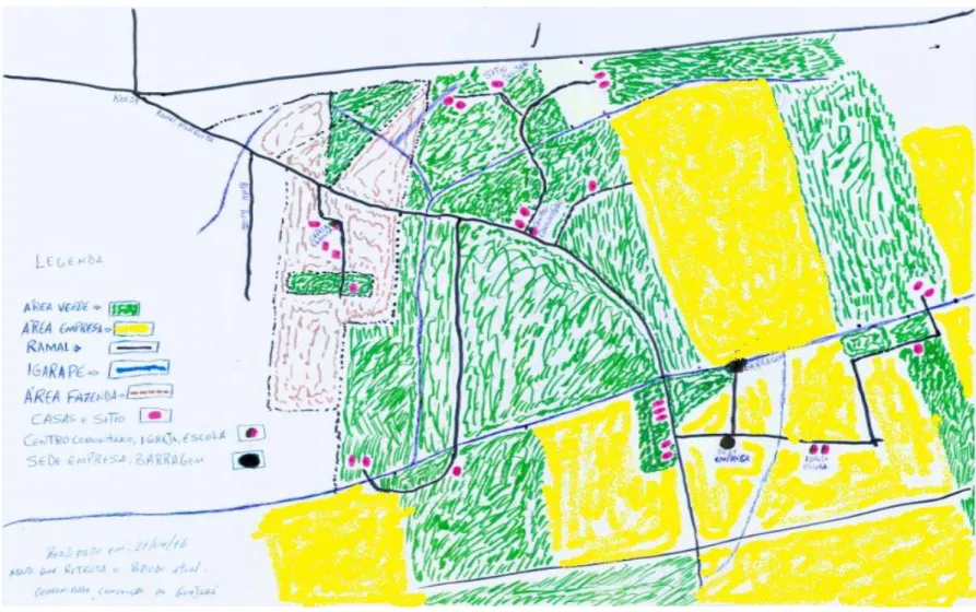 FIGURA 3 - MAPA MENTAL DOS MORADORES DA COMUNIDADE CONCEIÇÃO DO GUAJARÁ - 2016. 