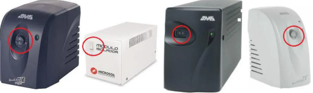 Figura 3 - Modelos degabinete e botão para ligar o computador 