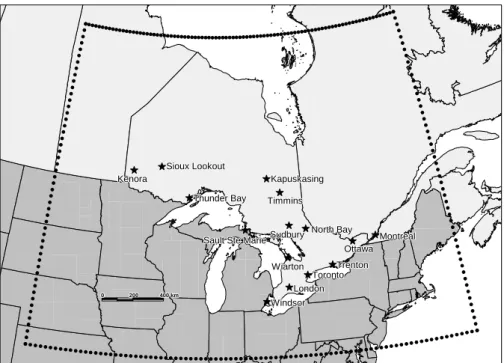 Fig. 1. Location map of study points and the regional downscaling model domain.