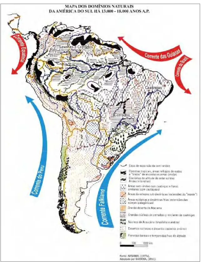 Figura 2: Mapa dos Domínios Naturais da América do Sul Há 13.000 - 18.000 A. P. 
