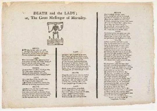 Figura 5. Song (canção): “Death and the Lady” é um tema com origem na Idade Média. Essa  versão impressa é de 1795)