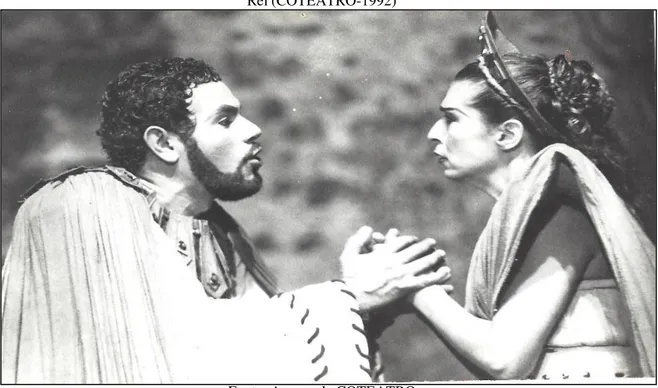 FIGURA 4- Domingos Tourinho no papel de Édipo e Glória Correia no papel de Jocasta no espetáculo Édipo  Rei (COTEATRO-1992) 