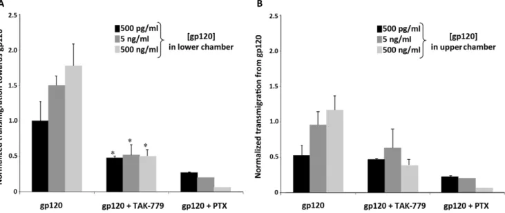 Figure 5. T regulatory cells migrate toward R5 HIV gp120. CD4+CD25+T regulatory cells were purified from naive human PBMC and exposed to various concentrations of gp120 in a Boyden chamber migration assay