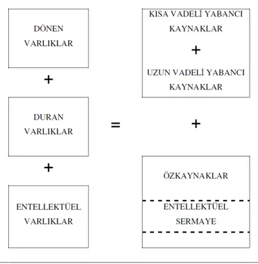 Şekil 1: Entelektüel Sermayenin Bilançoda Gösterilmesi 