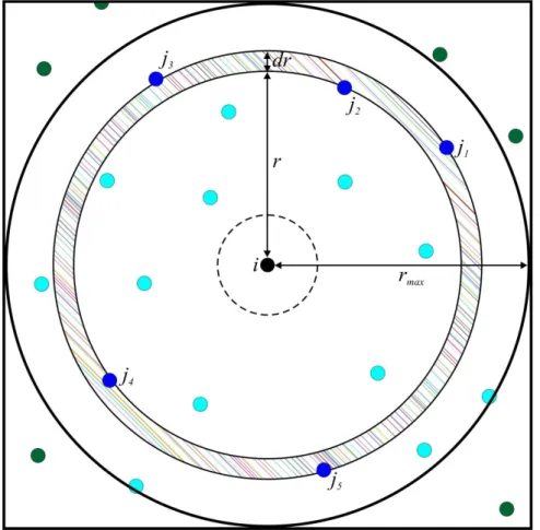 Figura 12 – Representação bidimensional do raio e dos elementos para o cálculo de g ij (r)