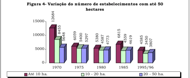 Figura 4- Variação do número de estabelecimentos com até 50  hectares
