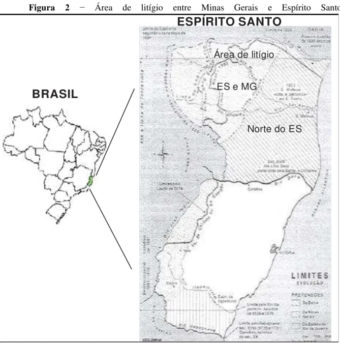 Figura  2  −  Área  de  litígio  entre  Minas  Gerais  e  Espírito  Santo