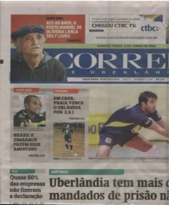 Figura 6: Reportagem sobre a vida de Canelinha realizada pelo Jornal Correio de Uberlândia – 2010 