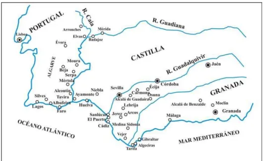 FIGURA 8 – Mapa: Tratado de Badajoz (1267)  Extraído de O’Callaghan (1999). 