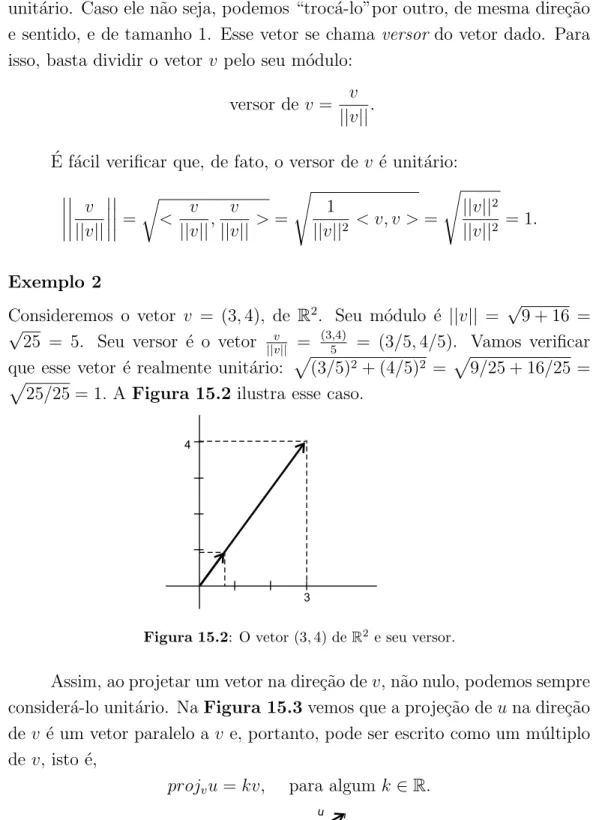 Figura 15.2: O vetor (3, 4) de R 2 e seu versor.