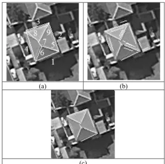 Figure  2.  Test  1.  (a)  Projected  ALS-derived  roof  polyhedron; 