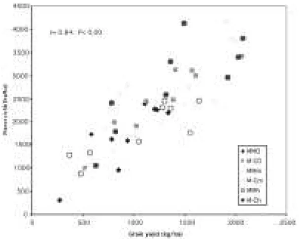 Figure 2: Cumulative growing season rainfall at Sadore in 1998 and 1999.
