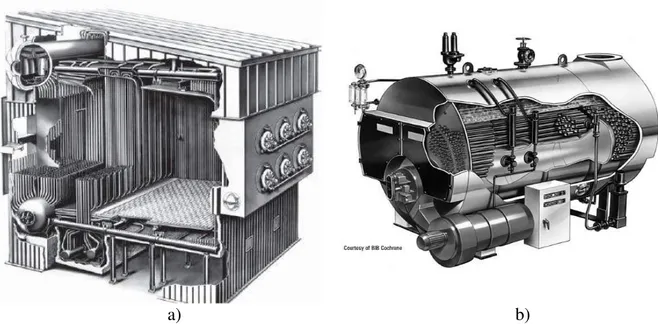Figura 1.1- Tipos de geradores de Vapor: a) caldeira aquatubular,  Fonte: Babcock &amp; 