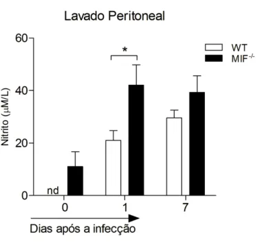 Figura  8.  Produção  diferencial  de  óxido  nítrico  na  fase  aguda  da  infecção  por  N