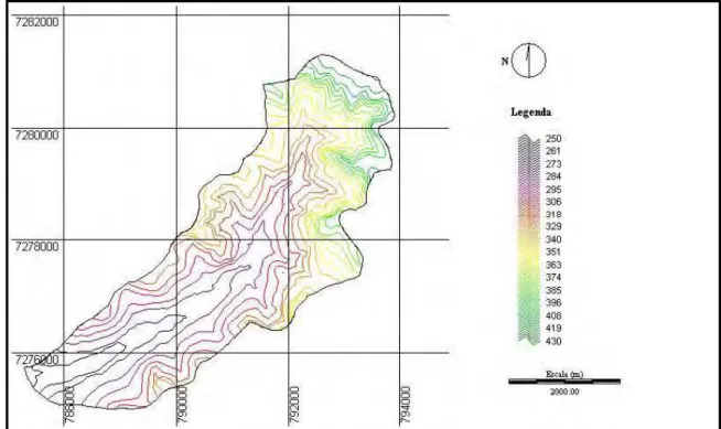 Figura 6. Altimetria da microbacia do Arroio Ajuricaba - Marechal Cândido Rondon (PR)