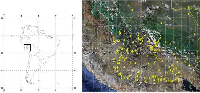 Figure 1. Region Cusco-Apurimac in the Peruvian Central Andes and the respective available climate stations
