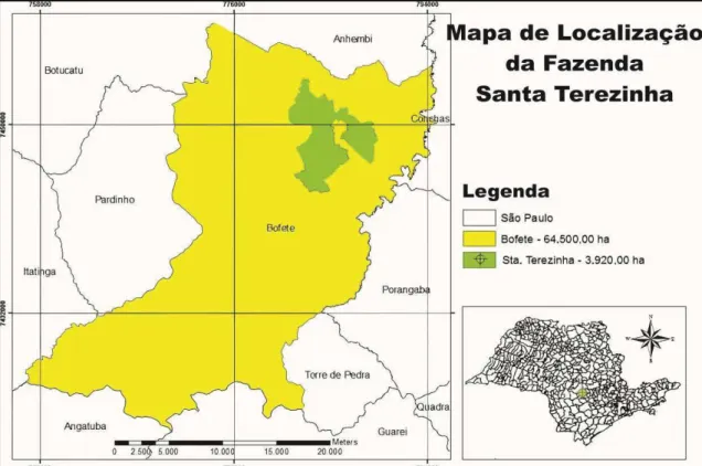 Figura  4.1.  Localização  da  propriedade  Santa  Terezinha  no  município  de  Bofete-SP