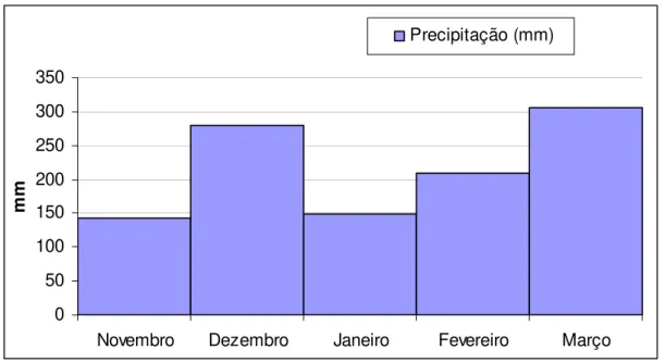 Fig. 11 – Distribuição dos índices pluviométricos no período do monitoramento (2005-2006)