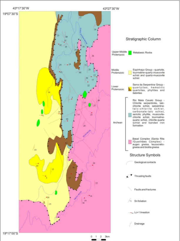 FIGURE 2.  Geological map locating the distribution of the Rio Mata Cavalo Group (modified from: Neves, 1998).