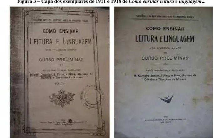 Figura 3 – Capa dos exemplares de 1911 e 1918 de Como ensinar leitura e linguagem... 