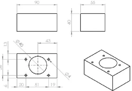 Figura  3.12  –  Projeto  para  fabricação  do  dispositivo  de  fixação  do  bloco  do  compressor  hermético em uma fresadora CNC