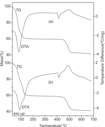 Figure  2.  Simultaneous  TG-DTA  curves  of  the  sodium succinate in (a) N  (3.726 mg) and (b) Co   2 2