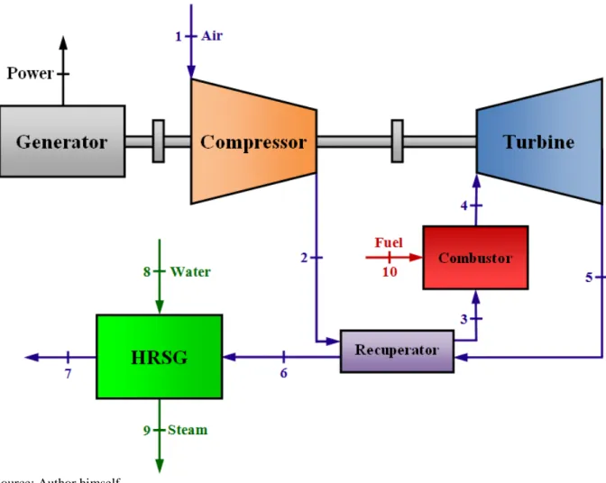 Figure 12 - Schematic overview of the cogeneration plant using a Capstone C200 