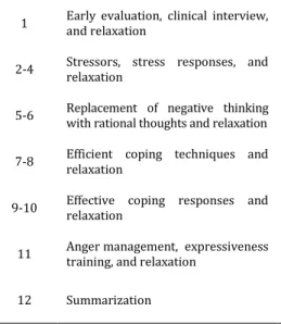 Table 1. The content of therapy sessions 