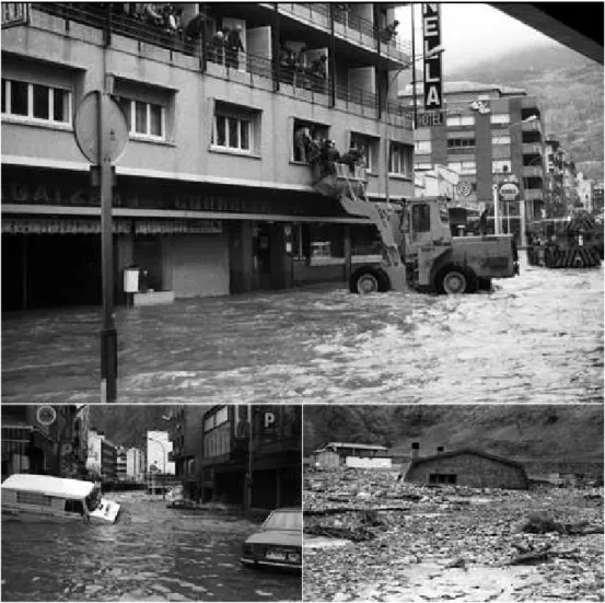 Fig. 2. Pictures of the catastrophic effects of the heavy precipitation event over Andorra in November 1982