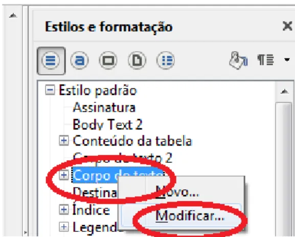Figura 11. Criação e formatação de estilos