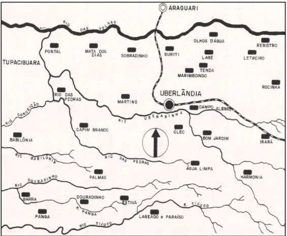 Figura 22 – Uberlândia (MG): principais propriedades do Município  Fonte: ARANTES, J., 1938 apud PESSÔA, 1982, p.44
