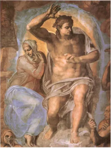 Figura 2 – O Cristo em ressurreição com o braço  erguido — Michelangelo (1475–1564); Christ, from  The Last Judgment, 1536–41  