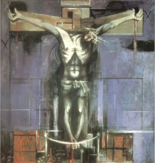 FIGURA 5 – O Cristo crucificado — Graham Sutherland (1903–1980). The  Crucifixion, commissioned 1946; oil on hardboard, 96 x 90 in