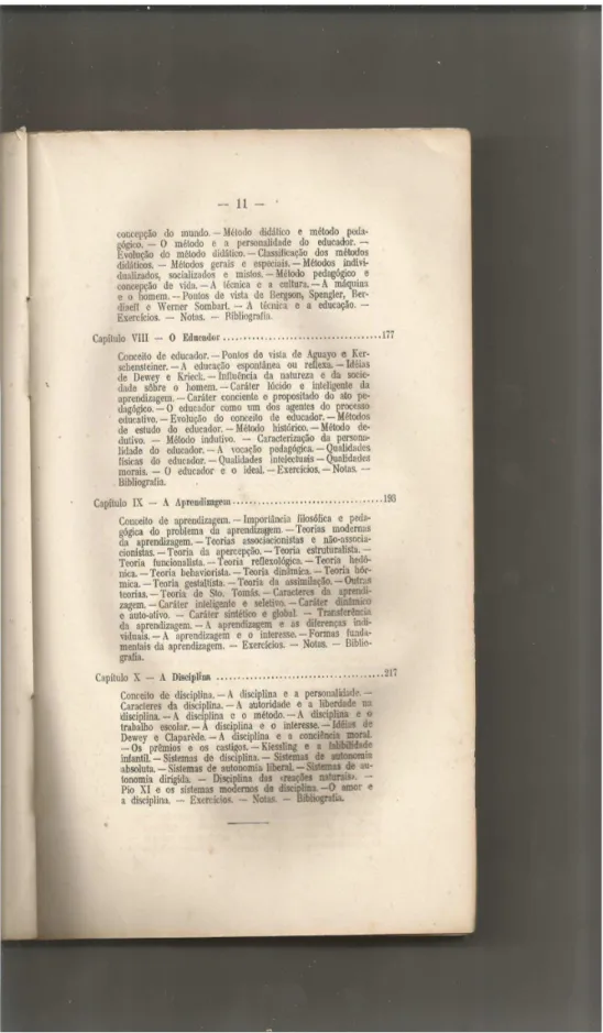 FIGURA  14  -  CONTINUAÇÃO  DO  ÍNDICE:  MANUAL  DE   FILOSOFIA  DA  EDUCAÇÃO:   OS GRANDES PROBLEMAS DA PEDAGOGIA MODERNA (1942).